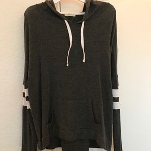 Grey long sleeve tee with hood